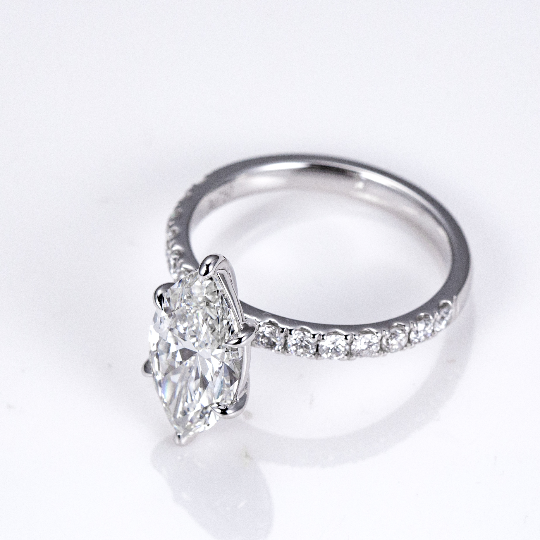 MissDiamond Marquise Cut Lab Grown Diamond 3.05CT 18K White Gold Halo Ring MSR-1125