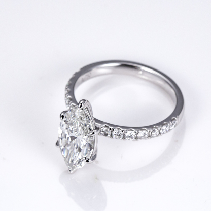 MissDiamond Marquise Cut Lab Grown Diamond 3.05CT 18K White Gold Halo Ring MSR-1125