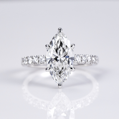 MissDiamond Marquise Cut Lab Grown Diamond 3.05CT 18K White Gold Halo Ring MSR-1125