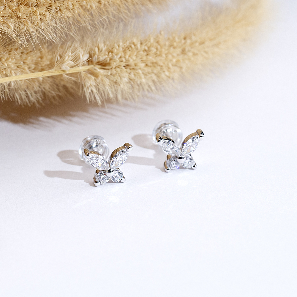 MissDiamond Marquise Cut Lab Grown Diamond S925 Silver Studs Earrings MSE-883