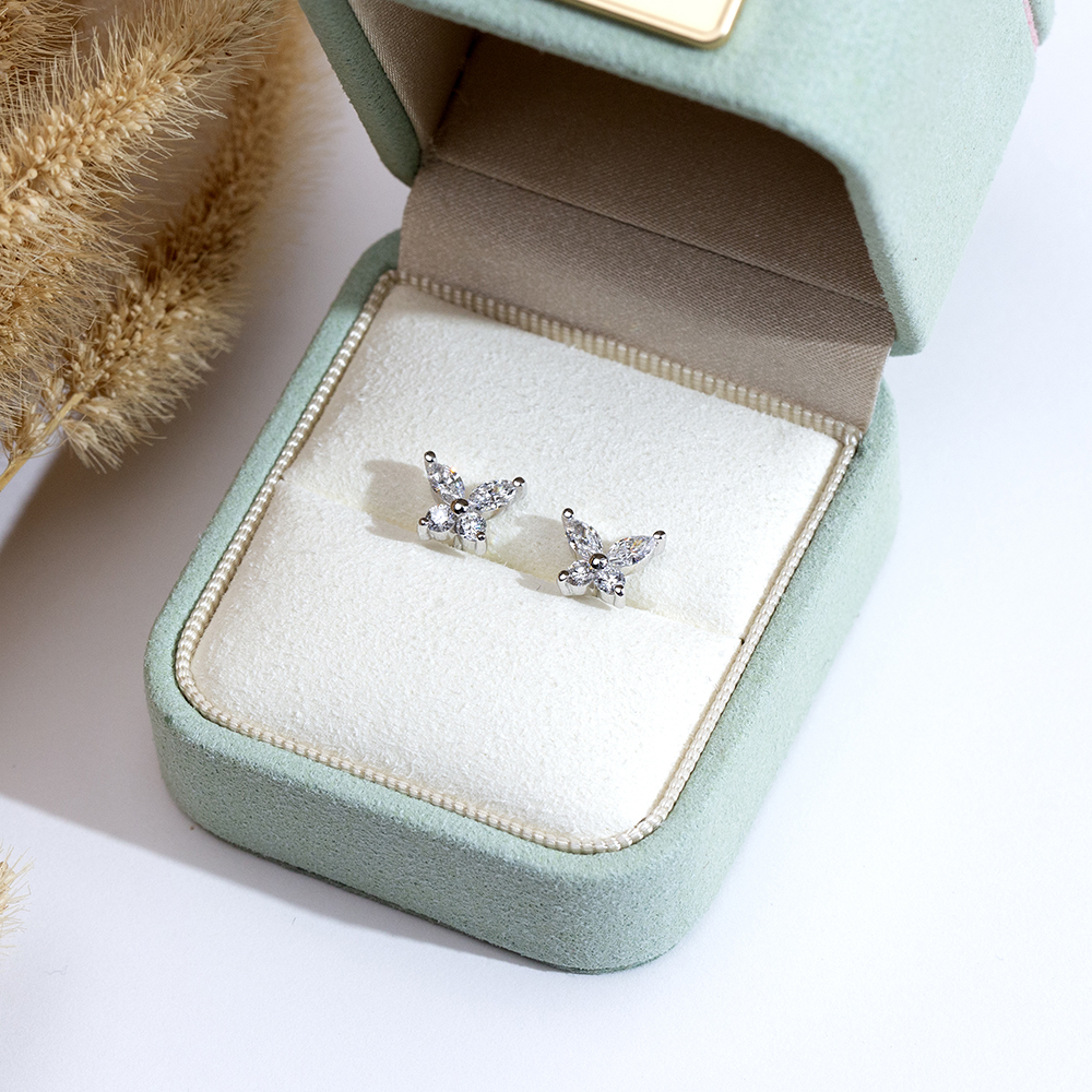 MissDiamond Marquise Cut Lab Grown Diamond S925 Silver Studs Earrings MSE-883