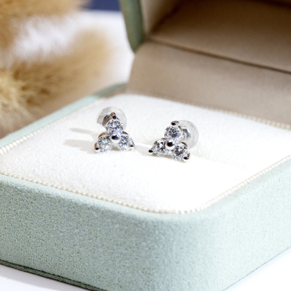 MissDiamond Round Cut Lab Grown Diamond S925 Silver Studs Earrings MSE-884