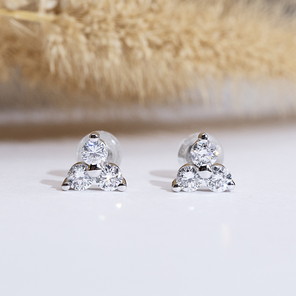 MissDiamond Round Cut Lab Grown Diamond S925 Silver Studs Earrings MSE-884