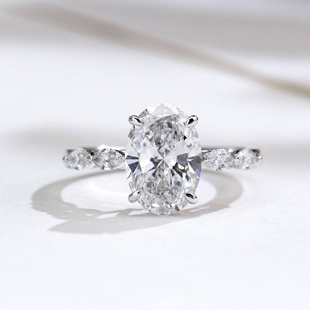 MissDiamond Marquise Oval Cut Lab Grown Diamond 2.03CT 18K White Gold Cluster Ring MSR-1950