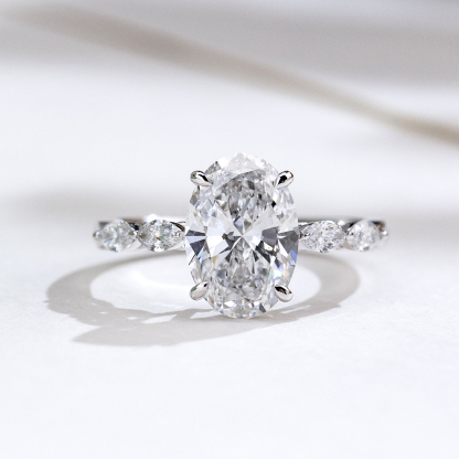 MissDiamond Marquise Oval Cut Lab Grown Diamond 2.03CT 18K White Gold Cluster Ring MSR-1950