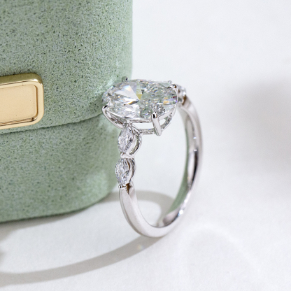 MissDiamond Marquise Oval Cut Lab Grown Diamond 2.03CT 18K White Gold Cluster Ring MSR-1950
