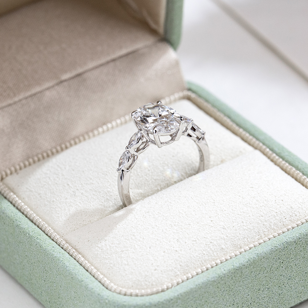 MissDiamond Marquise Oval Cut Lab Grown Diamond 2.03CT 18K White Gold Cluster Ring MSR-1950