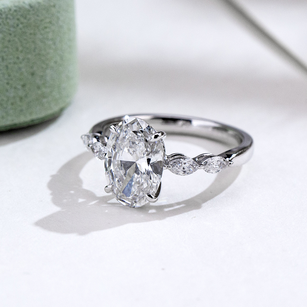 MissDiamond Marquise Oval Cut Lab Grown Diamond 2.03CT 18K White Gold Cluster Ring MSR-1950