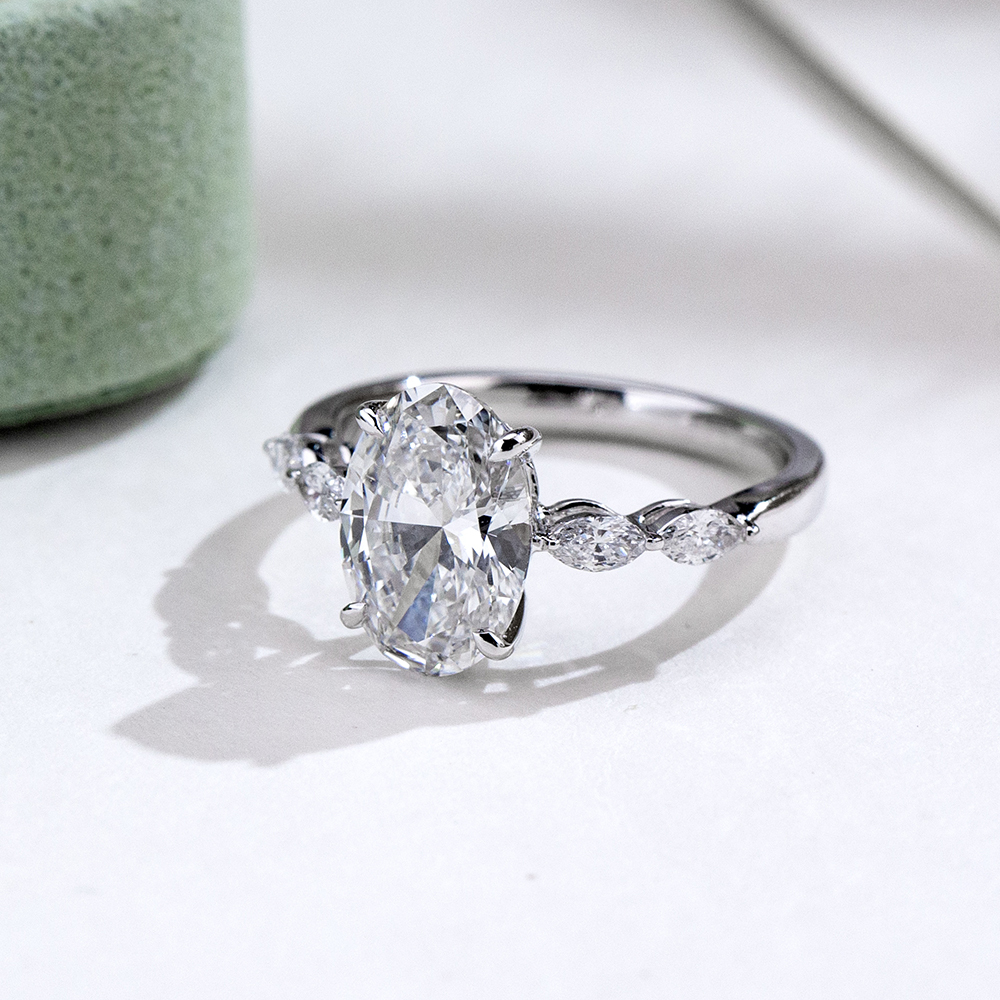 MissDiamond Marquise Oval Cut Lab Grown Diamond 2.03CT 18K White Gold Cluster Ring MSR-1950