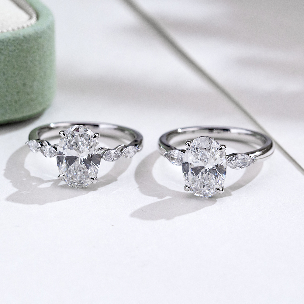 MissDiamond Marquise Oval Cut Lab Grown Diamond 2.03CT 18K White Gold Cluster Ring MSR-1950