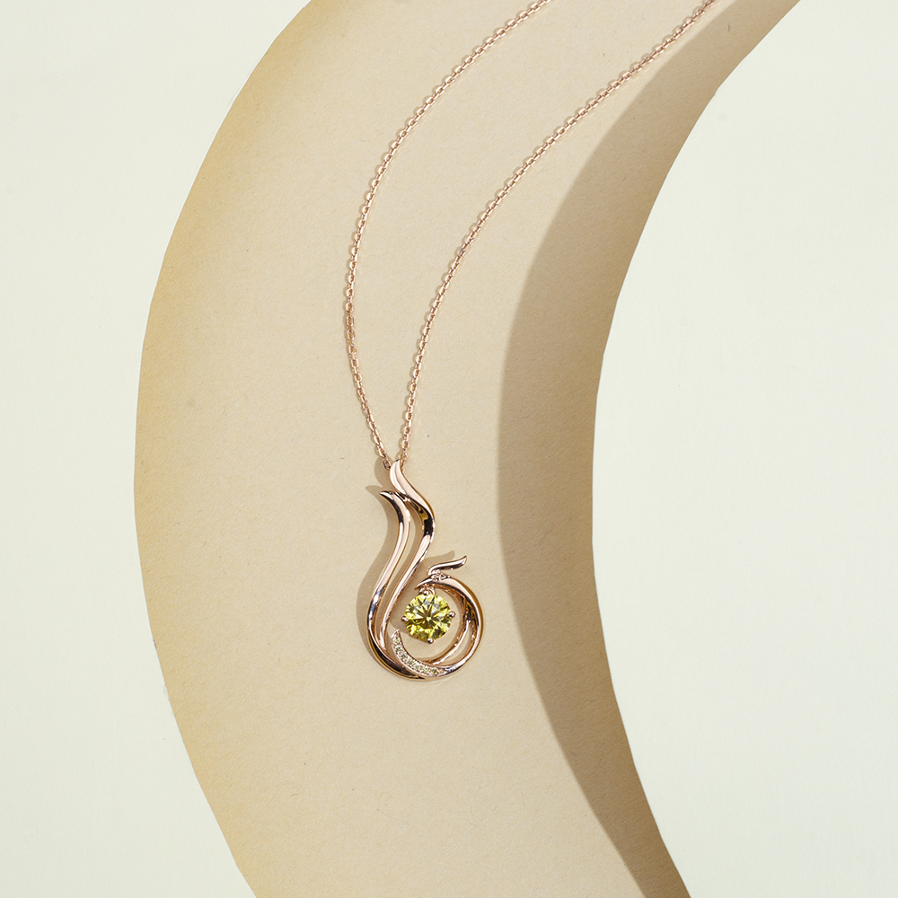 MissDiamond Round Shape Lab Diamond E VVS2 18K Rose Gold Pendant Necklace MSN-854