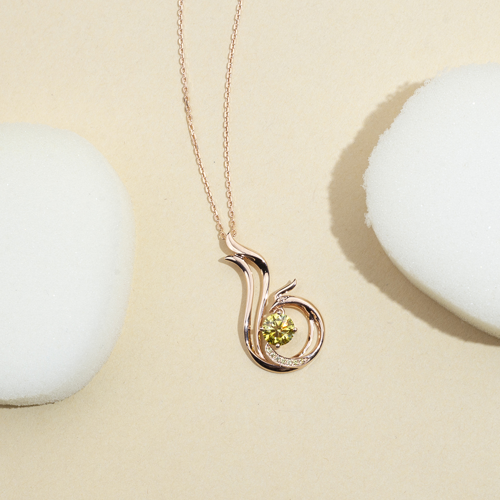 MissDiamond Round Shape Lab Diamond E VVS2 18K Rose Gold Pendant Necklace MSN-854