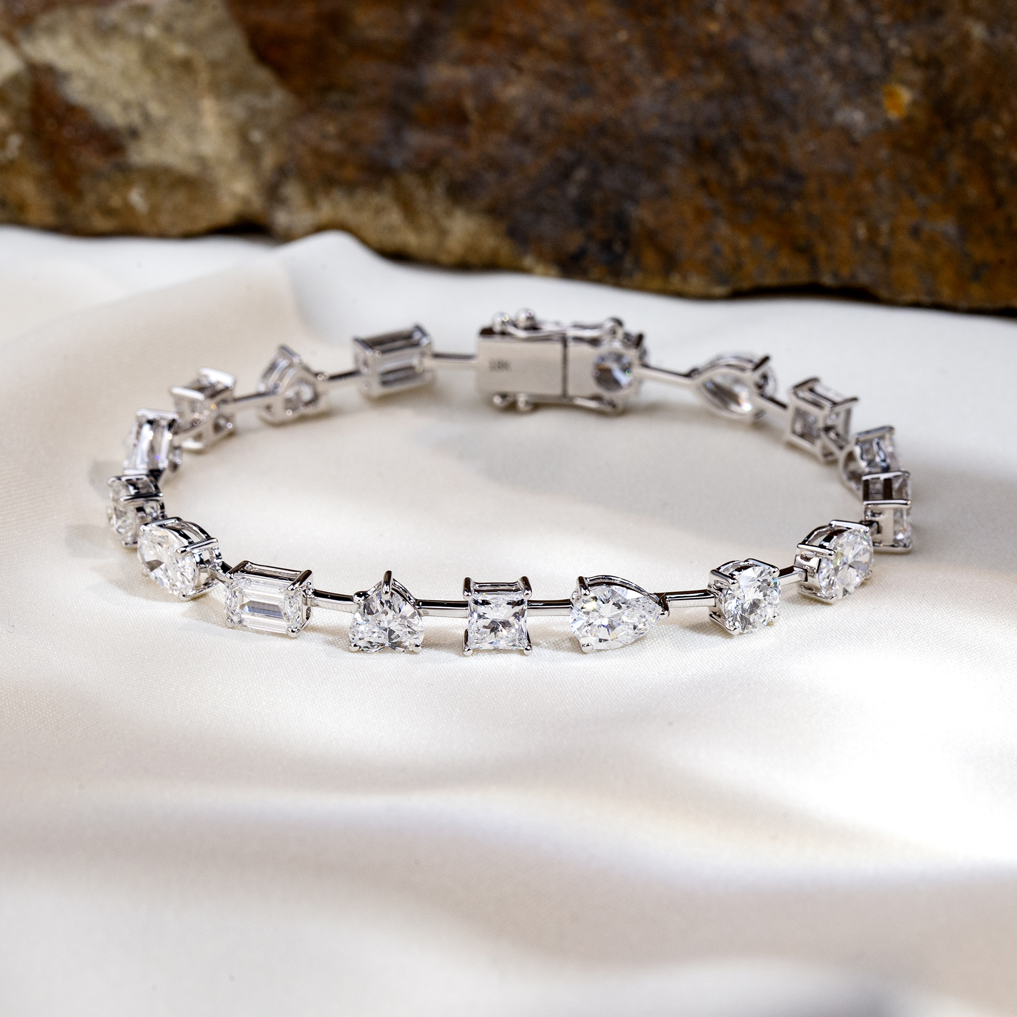 MissDiamond Lab Grown Diamond 18K White Gold Mixed Shape Bracelet MSB-571