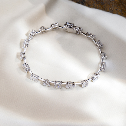 MissDiamond Lab Grown Diamond 18K White Gold Mixed Shape Bracelet MSB-571