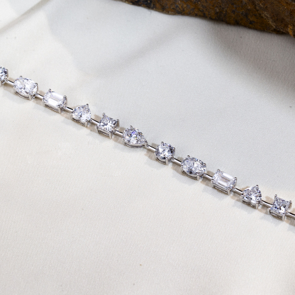 MissDiamond Lab Grown Diamond 18K White Gold Mixed Shape Bracelet MSB-571