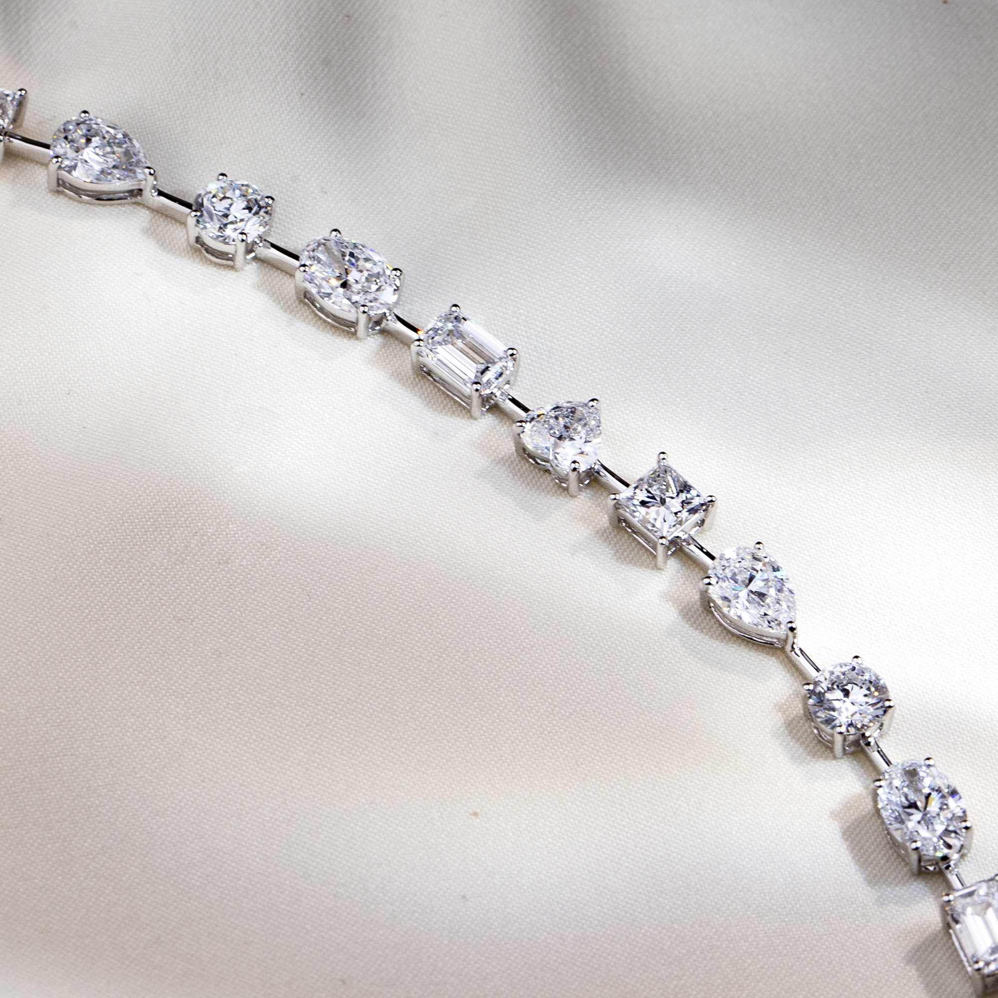 MissDiamond Lab Grown Diamond 18K White Gold Mixed Shape Bracelet MSB-571