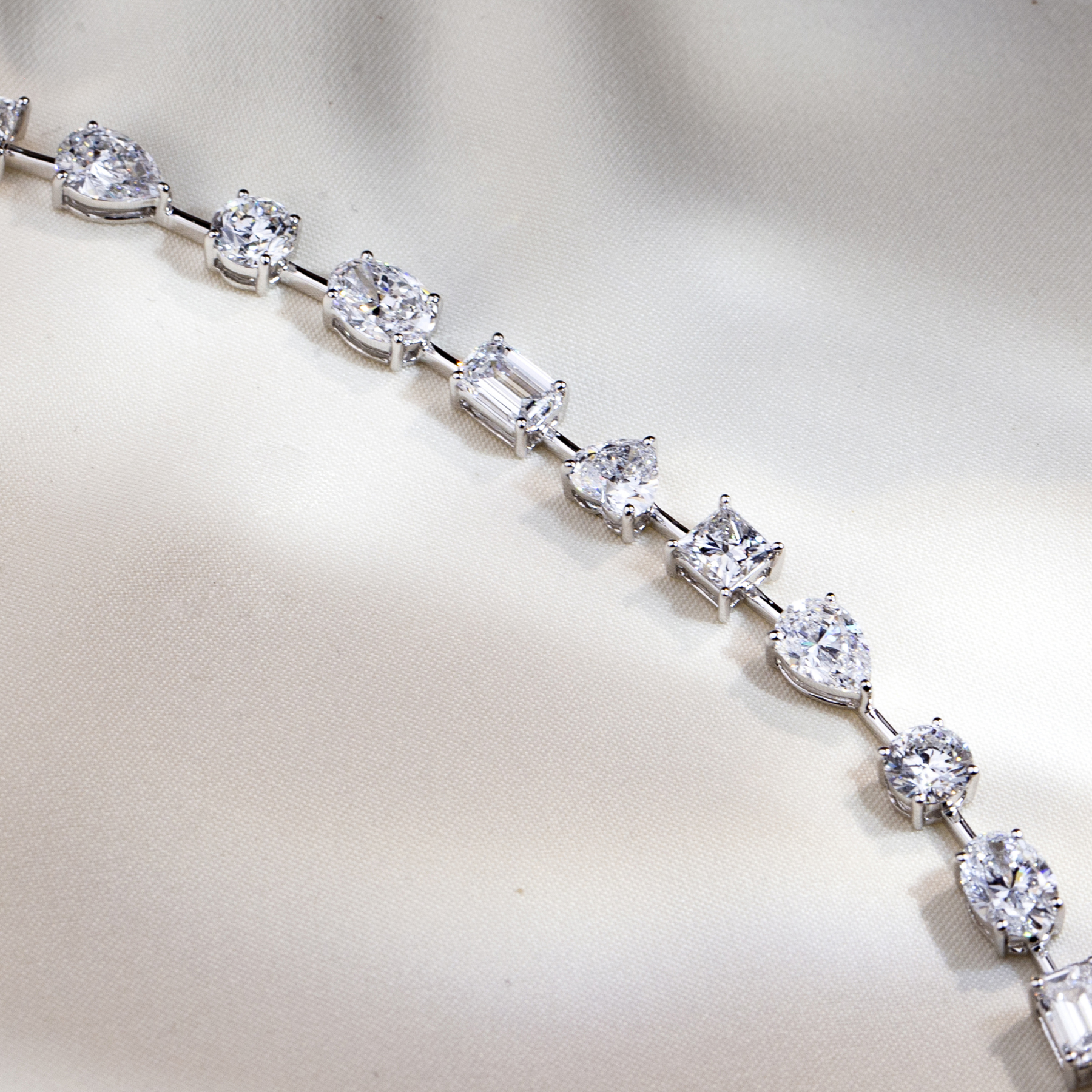 MissDiamond Lab Grown Diamond 18K White Gold Mixed Shape Bracelet MSB-571