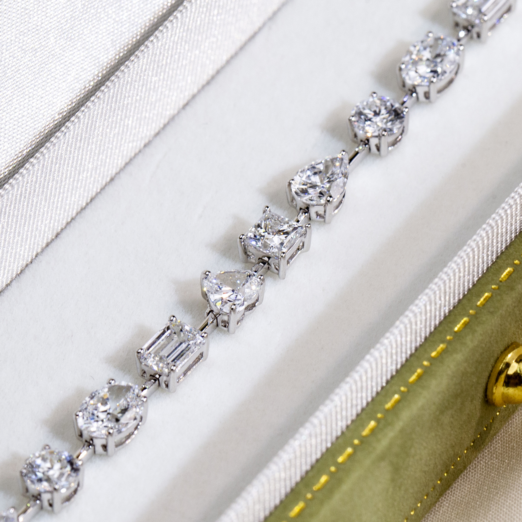 MissDiamond Lab Grown Diamond 18K White Gold Mixed Shape Bracelet MSB-571