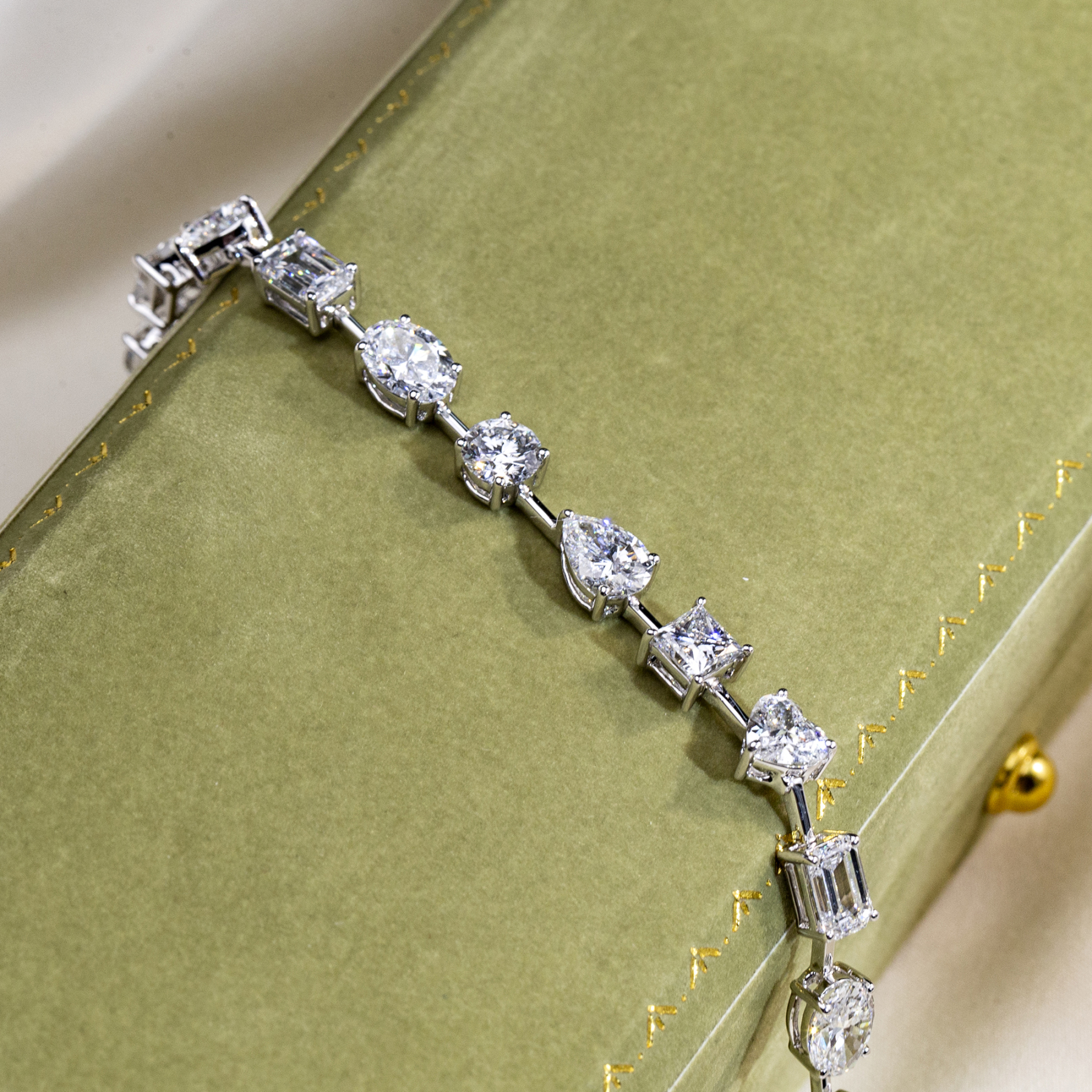 MissDiamond Lab Grown Diamond 18K White Gold Mixed Shape Bracelet MSB-571