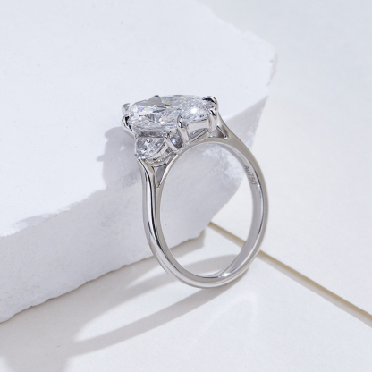 MissDiamond Marquise Cut Lab Grown Diamond 18K White Gold Three Stone Ring MSR-1960