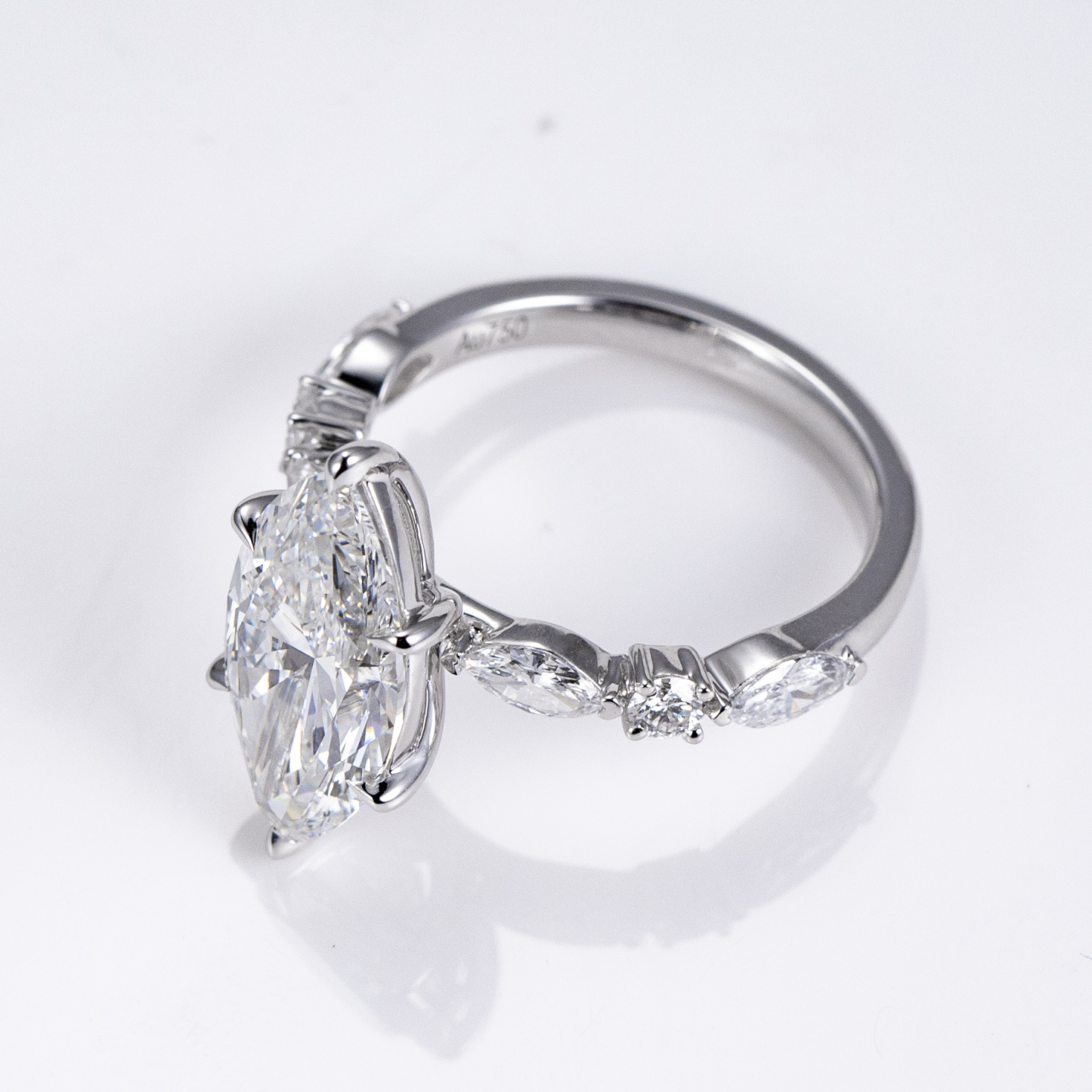 MissDiamond Marquise Cut Lab Grown Diamond 3.05CT 18K White Gold Cluster Ring MSR-1964