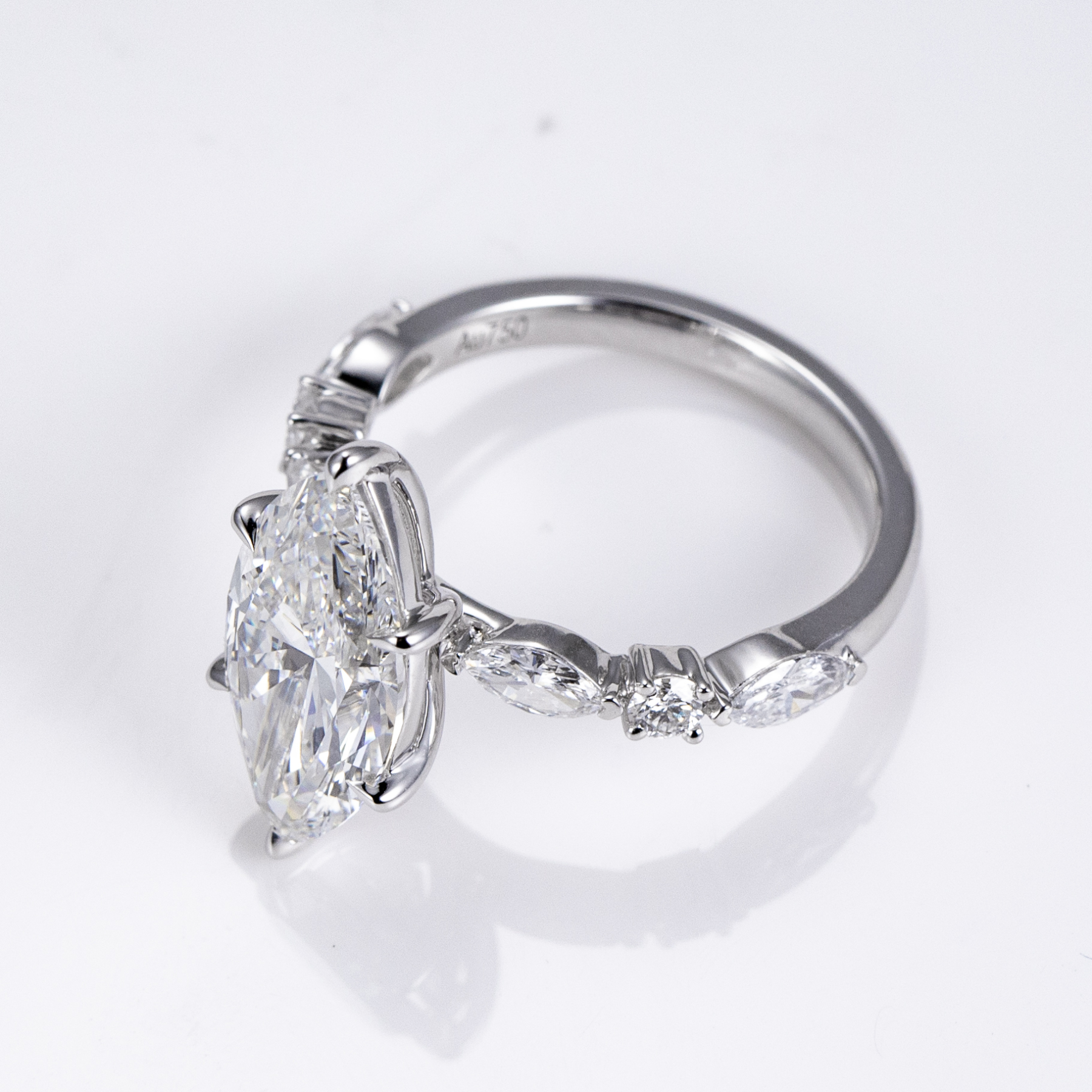 MissDiamond Marquise Cut Lab Grown Diamond 3.05CT 18K White Gold Cluster Ring MSR-1964