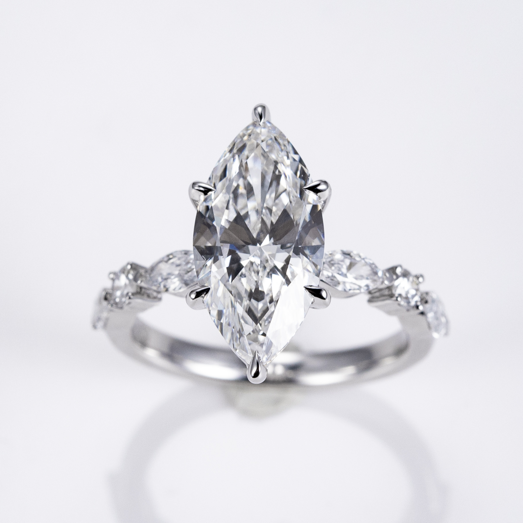 MissDiamond Marquise Cut Lab Grown Diamond 3.05CT 18K White Gold Cluster Ring MSR-1964