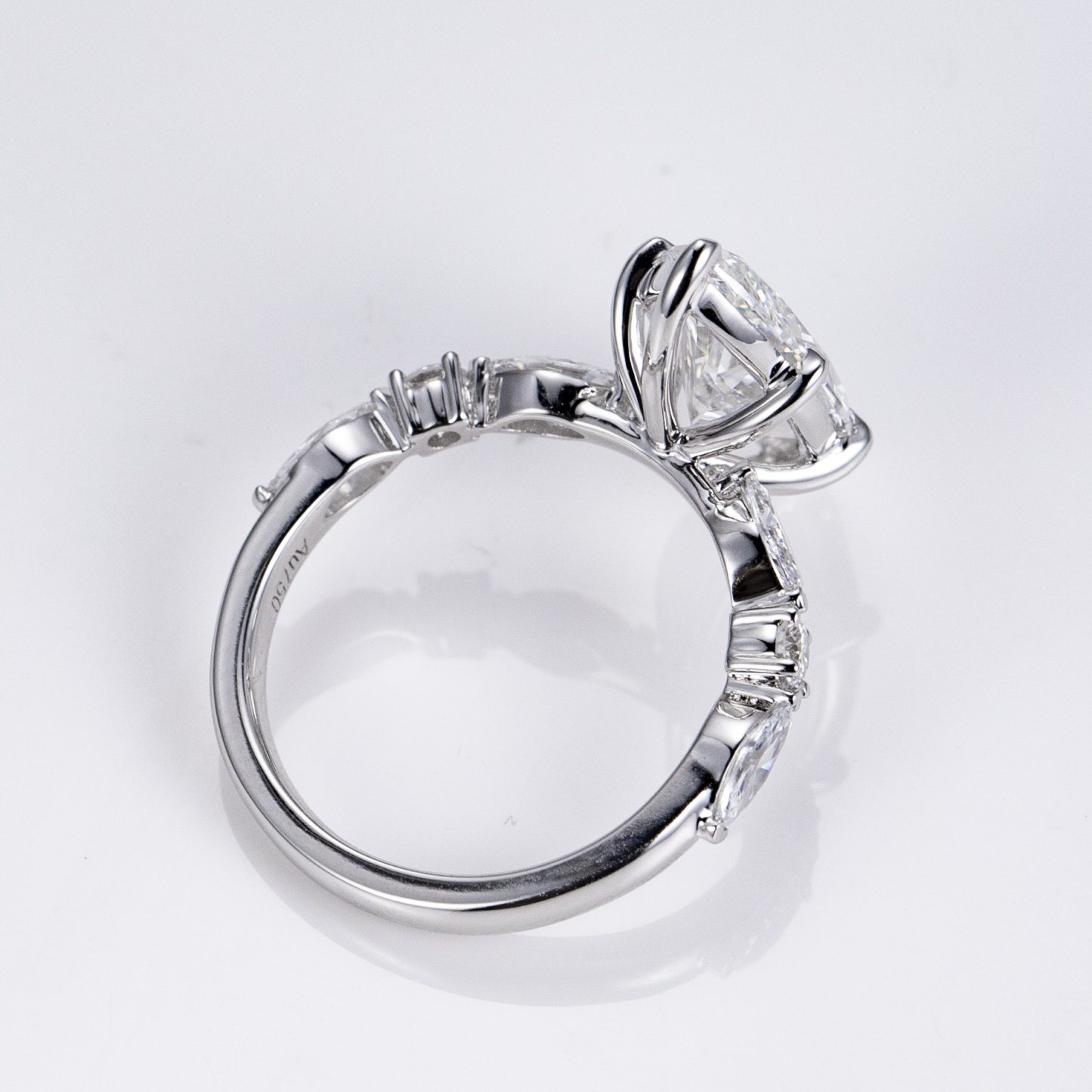 MissDiamond Marquise Cut Lab Grown Diamond 3.05CT 18K White Gold Cluster Ring MSR-1964