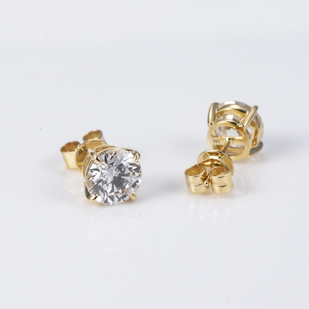 MissDiamond Round Shape Lab Grown Diamond 1.5CT G VVS2 18K Yellow Gold Studs Earrings MSE-329-07
