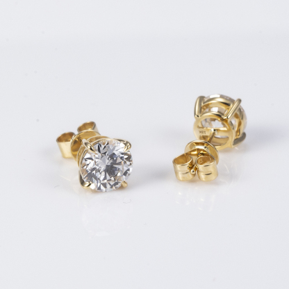 MissDiamond Round Shape Lab Grown Diamond 1.5CT G VVS2 18K Yellow Gold Studs Earrings MSE-329-07