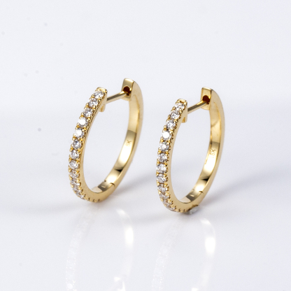 MissDiamond Round Lab Grown Diamond 1.2MM VVS-VS 18K White Gold Yellow Gold Hoop Earrings MSE-649