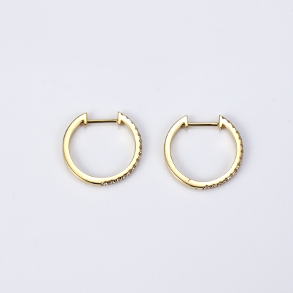 MissDiamond Round Lab Grown Diamond 1.2MM VVS-VS 18K White Gold Yellow Gold Hoop Earrings MSE-649