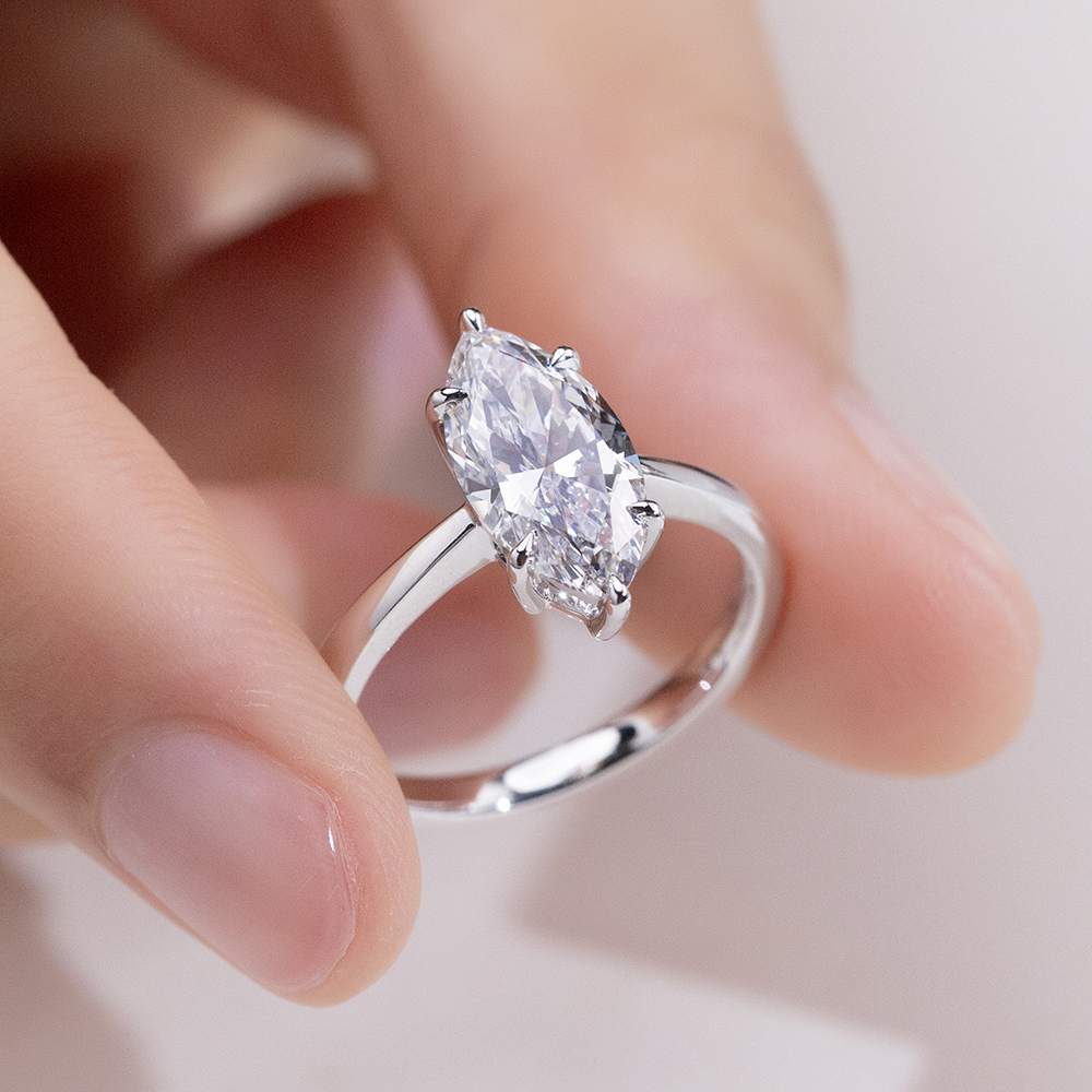 MissDiamond Marquise Cut Lab Grown Diamond 2.02CT 18K White Gold Solitaire Ring MSR-1962