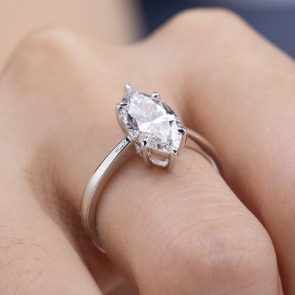 MissDiamond Marquise Cut Lab Grown Diamond 2.02CT 18K White Gold Solitaire Ring MSR-1962