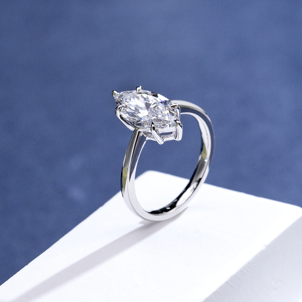 MissDiamond Marquise Cut Lab Grown Diamond 2.02CT 18K White Gold Solitaire Ring MSR-1962