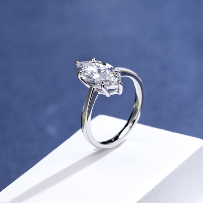 MissDiamond Marquise Cut Lab Grown Diamond 2.02CT 18K White Gold Solitaire Ring MSR-1962