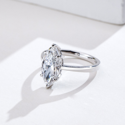 MissDiamond Marquise Cut Lab Grown Diamond 2.02CT 18K White Gold Solitaire Ring MSR-1962