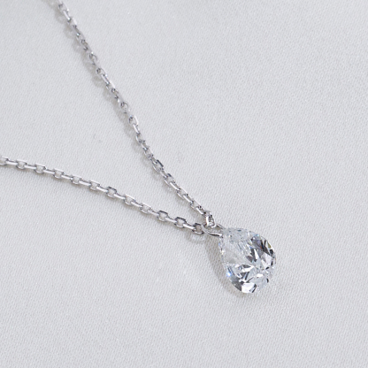 MissDiamond Pear Cut Lab Grown Diamond 1CT 9K White Gold Pendant Necklace MSN-955