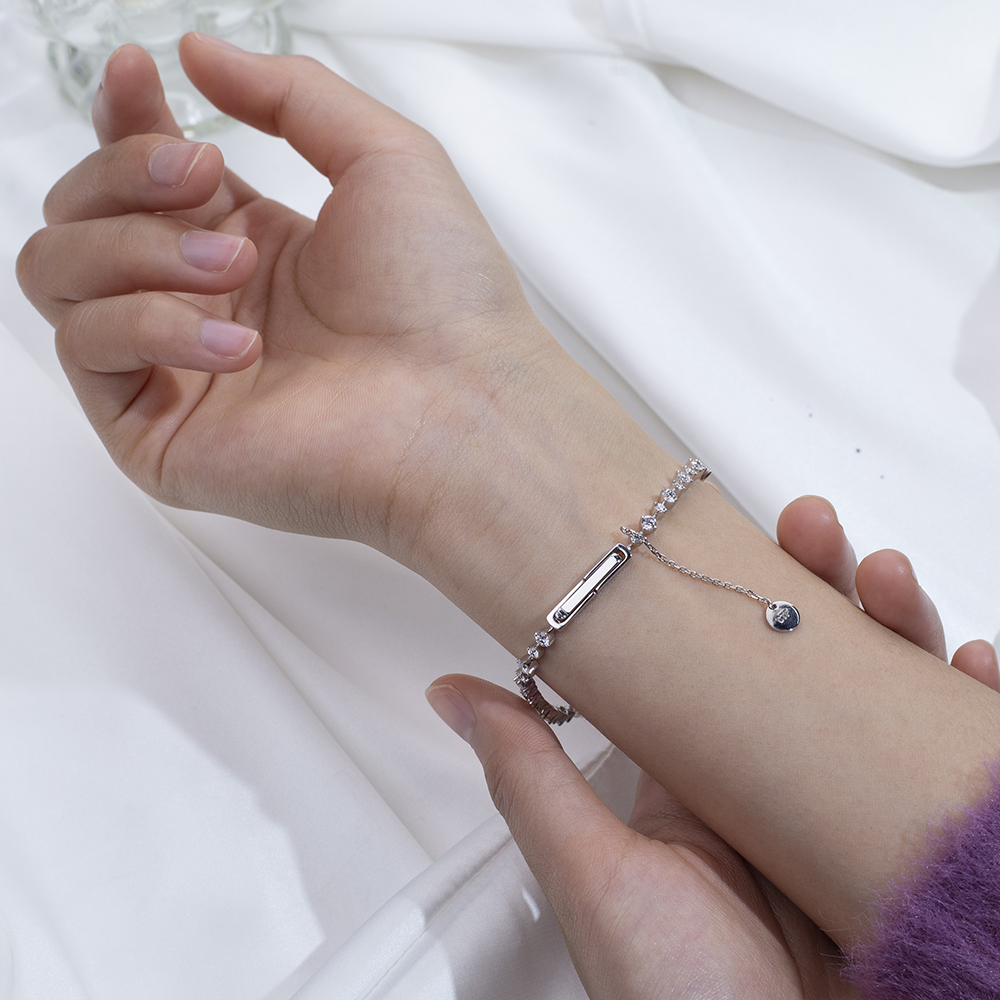 MissDiamond Round Shape Lab Grown Diamond E VVS2 9K White Gold 160mm Tennis Bracelet MSB-631