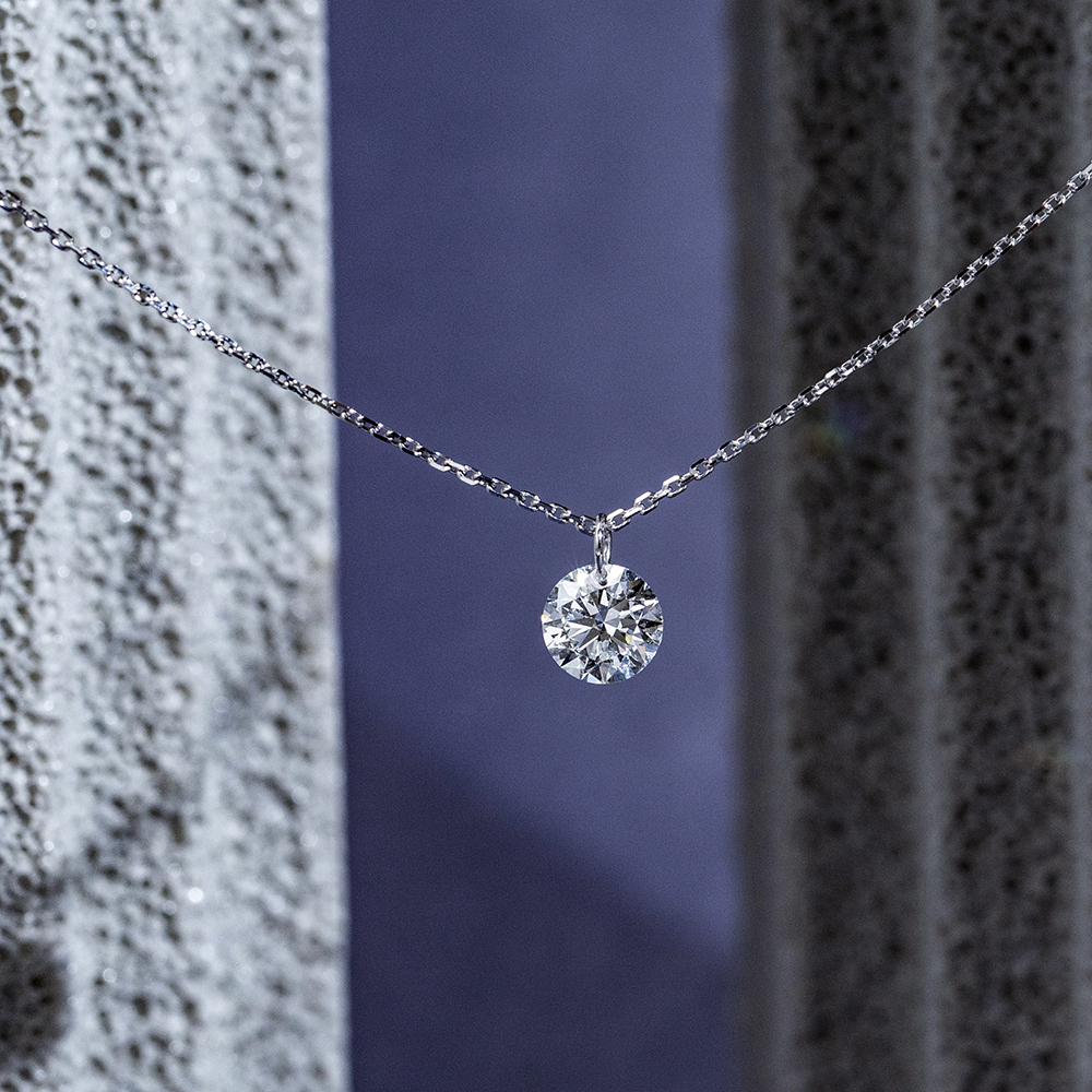 MissDiamond Round Cut Lab Grown Diamond 1CT 9K White Gold Pendant Necklace MSN-957