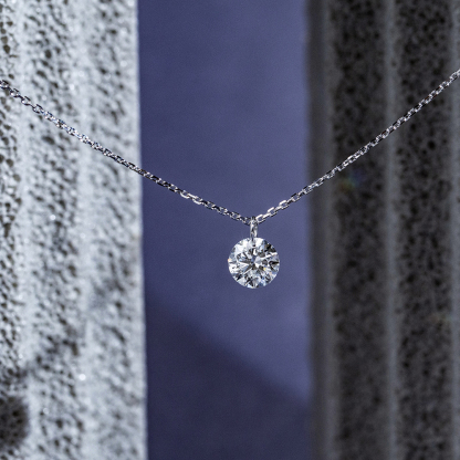 MissDiamond Round Cut Lab Grown Diamond 1CT 9K White Gold Pendant Necklace MSN-957