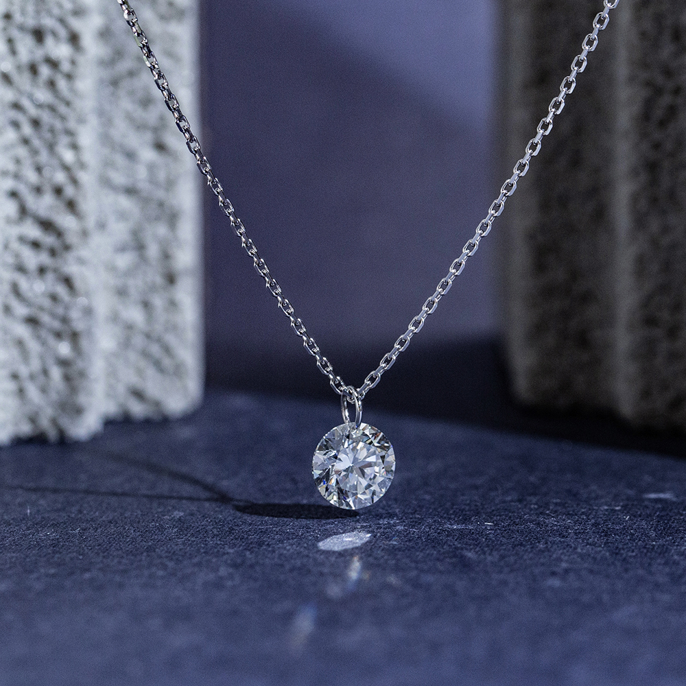 MissDiamond Round Cut Lab Grown Diamond 1CT 9K White Gold Pendant Necklace MSN-957