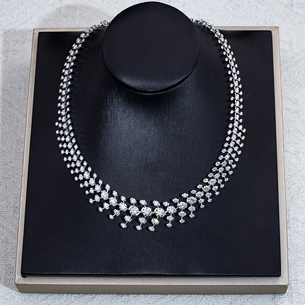 MissDiamond Round Shape Lab Grown Diamond E VVS1 18K White Gold 348mm High Jewelry Necklace MSN-860