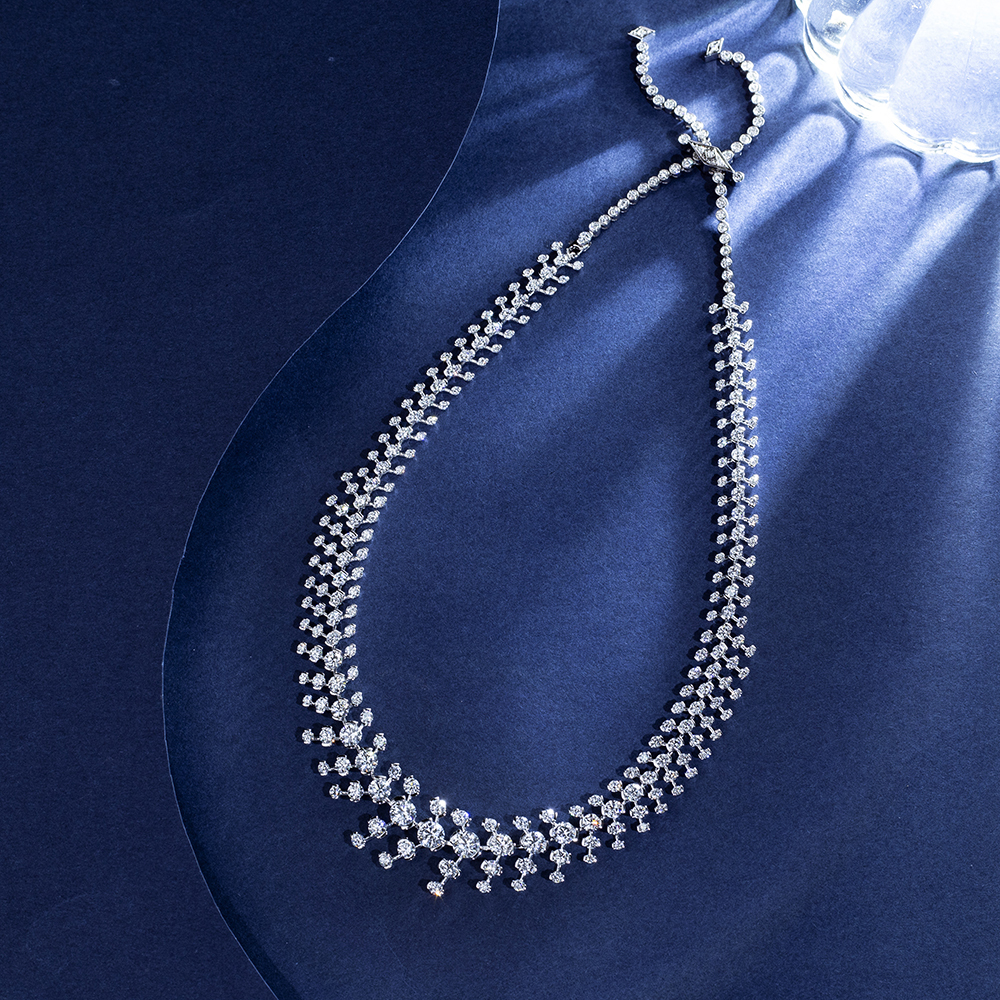MissDiamond Round Shape Lab Grown Diamond E VVS1 18K White Gold 348mm High Jewelry Necklace MSN-860