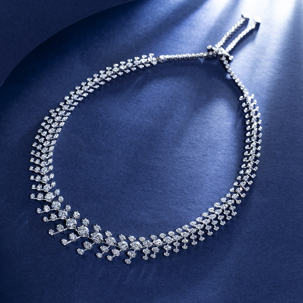 MissDiamond Round Shape Lab Grown Diamond E VVS1 18K White Gold 348mm High Jewelry Necklace MSN-860