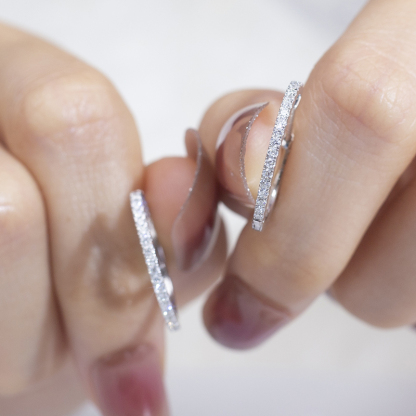 MissDiamond Round Lab Grown Diamond 1.2MM VVS-VS 18K White Gold Yellow Gold Hoop Earrings MSE-649