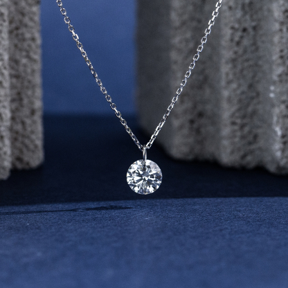 MissDiamond Round Cut Lab Grown Diamond 1CT 9K White Gold Pendant Necklace MSN-957