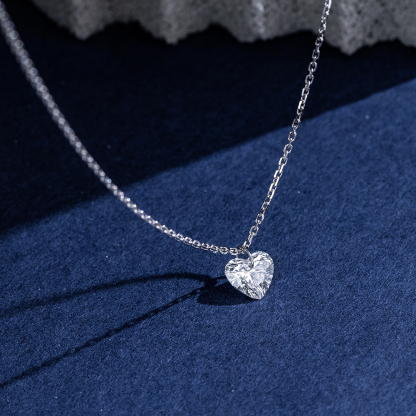 MissDiamond Heart Cut Lab Grown Diamond 1CT 9K White Gold Pendant Necklace MSN-956