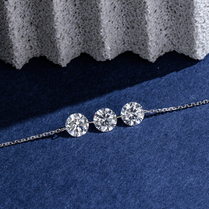 MissDiamond Round Cut Lab Grown Diamond 1CT 9K White Gold Pendant Necklace MSN-958