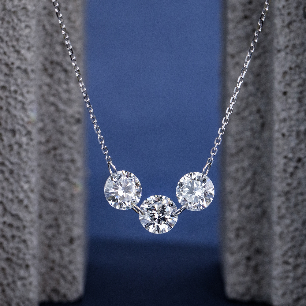 MissDiamond Round Cut Lab Grown Diamond 1CT 9K White Gold Pendant Necklace MSN-958